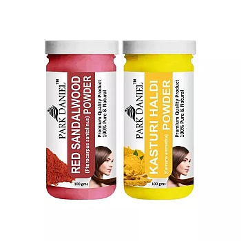 Park Daniel Red Sandalwood + Kasturi Haldi Powder Combo (100g Each) (1Pack)