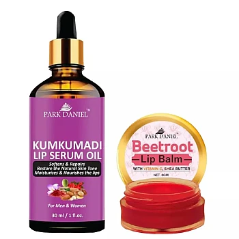 Park Daniel Kumkumadi Lip Serum Oil + Beetroot Lip Balm (Oil 30ml + Balm 8g) (1Pack)