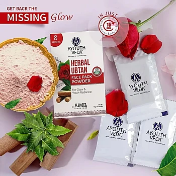 Ayouthveda Herbal Ubtan Face Pack Powder (8 Sachet Each 10g) (80g)