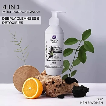 Ayouthveda Charcoal Detox Castile Liquid Soap (200ml)