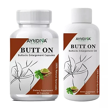 Ayudiva Herbals Butt On Capsules + Butt On Oil (60cap + 200ml) (1Pack)