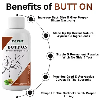Ayudiva Herbals Butt On Capsules + Butt On Oil (60cap + 200ml) (1Pack)