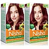 Nisha Creme Hair Color 3.16 Burgundy (Developer 60ml + Colorant Tube 60gm + Conditioner 6ml + Glove) (1Pack, Pack of 2)