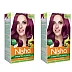Nisha Creme Hair Color Wine Burgundy (Developer 60ml + Colorant Tube 60gm + Conditioner 6ml + Glove) (1Pack, Pack of 2)