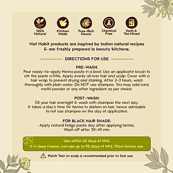Nat Habit Dual Tooth Kacchi Neem Comb + Ready-To-Apply Hena Paste (Comb 1Pcs + 2 Pack Hena Paste Each 220g) (1Pack)