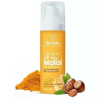 Nat Habit Fresh Whipped All-Day Malai Face Cream Pigmentation Tumeric Nutmeg (30g)
