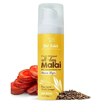 Nat Habit Fresh Whipped All-Day Malai Face Cream Flax Carrot Vit-EC Omega+ (30g)