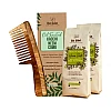 Nat Habit Wide Tooth Wooden Kacchi Neem Comb & Henna Paste Soaked (Comb 1Pcs + 2 Pack Paste Each 220g) (1Pack)