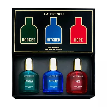 LA French Gift Set Hooked + Hitched + Hope For Men Perfume (30ml Each) (1Pack)