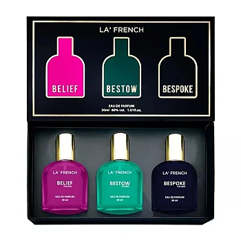 LA French Gift Set Belief + Bestow + Bespoke For Men Perfume (30ml Each) (1Pack)