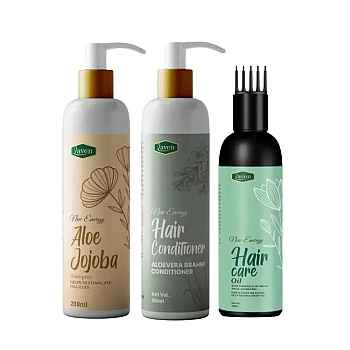 Laven New Energy Hair Care Oil + Aloe Jojoba Shampoo +Hair Conditioner (Oil 100ml + Conditioner 200ml + Shampoo 200ml) (1Pack)