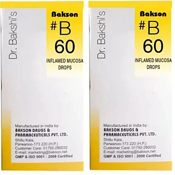 Bakson B60 Inflammed Mucosa Drops (30ml, Pack of 2)