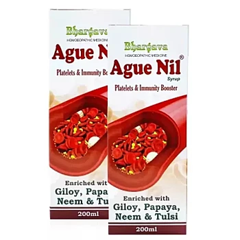 Bhargava Ague Nil Syrup with Giloy, Papaya, Neem and Tulsi (200ml, Pack of 2)