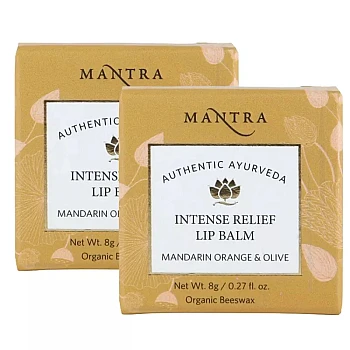 Mantra Herbal Intense Relief Lip Balm Mandarin Orange & Olive (8g, Pack of 2)