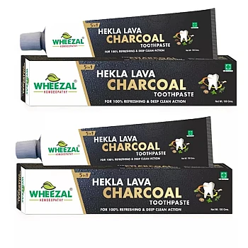 Wheezal Hekla Lava Charcoal Toothpaste (100g, Pack of 2)