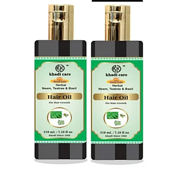 Khadi Care Herbal Neem, Teatree & Basil Hair Oil (210ml, Pack of 2)