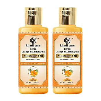 Khadi Care Herbal Orange & Lemongrass Massage Oil (210ml, Pack of 2)