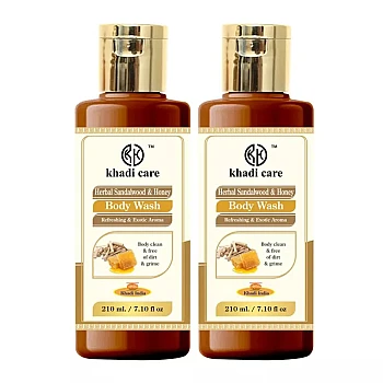 Khadi Care Herbal Sandal & Honey Body Wash (210ml, Pack of 2)