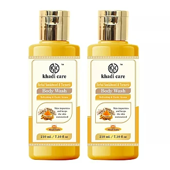 Khadi Care Herbal Sandal & Turmeric Body Wash (210ml, Pack of 2)