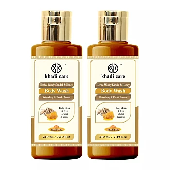 Khadi Care Herbal Woody Sandal & Honey Body Wash (210ml, Pack of 2)