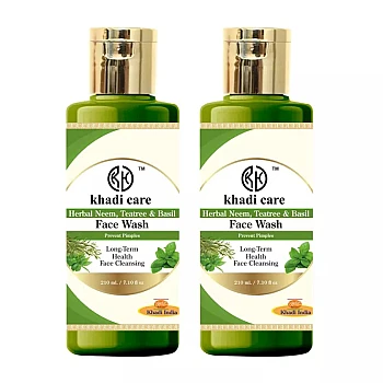 Khadi Care Herbal Neem, Teatree & Basil Face Wash (210ml, Pack of 2)