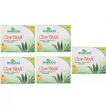 Wheezal Glow Bright Aloevera+ Calendula Bathing Bar (75g, Pack of 5)