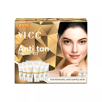 VLCC Anti Tan Facial Kit (Toner 10g + Scrub 10g + Gel 10g +Cream 10g + Melawhite pack 10g + Oil Free Moisturising Gel 10g) (1Pack)