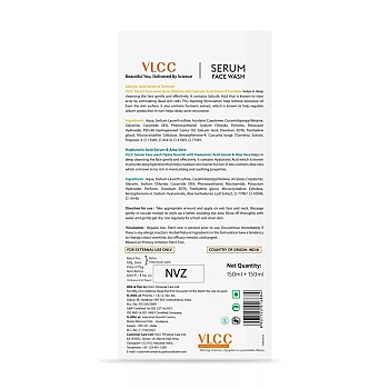 VLCC Salicylic Acid & Turmeric Serum Facewash For Am & Aloe Vera Serum Facewash For Pm (Buy 1 Get 1 Free) (150ml Each) (1Pack)