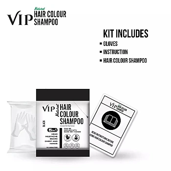 VIP Natural Hair Colour Shampoo Black For Men And Women Shampoo (40ml, Pack of 3)
