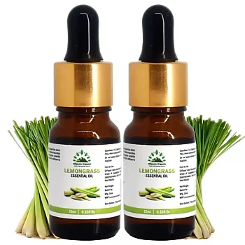Hillpure Organic Lemongrass Essential Oil (10ml, Pack of 2)