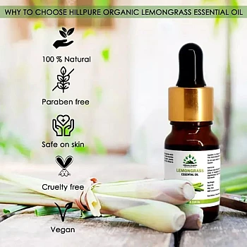 Hillpure Organic Lemongrass Essential Oil (10ml, Pack of 2)