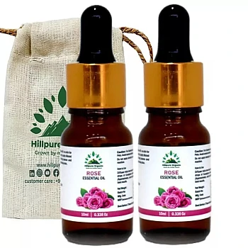 Hillpure Organic Rose Essential Oil (10ml, Pack of 2)
