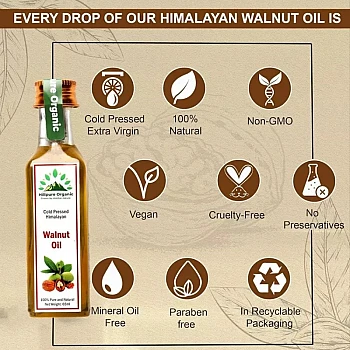 Hillpure Organic Walnut Oil (65ml, Pack of 2)