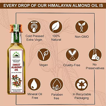 Hillpure Organic Sweet Almond Oil (65ml, Pack of 2)