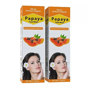 24 Hours Organic Papaya Face Wash (100ml, Pack of 2)