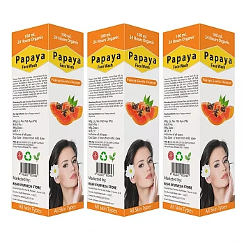 24 Hours Organic Papaya Face Wash (100ml, Pack of 3)