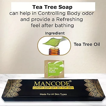 Mancode Luxury Soap Gift Set For Men (Tea Tree) (5 Soap Each 125g) (1Pack)