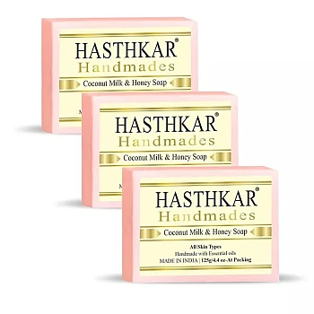 Hasthkar Handmades Coconut Milk & Honey Soap (125g, Pack of 3)