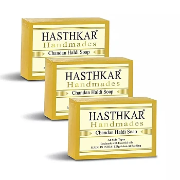 Hasthkar Handmades Chandan Haldi Soap (125g, Pack of 3)