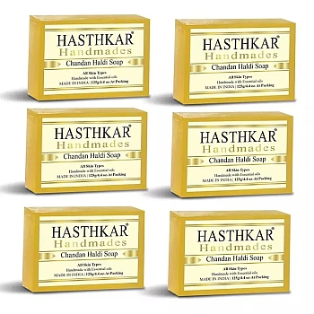 Hasthkar Handmades Chandan Haldi Soap (125g, Pack of 6)