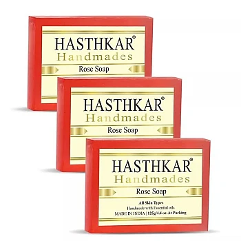 Hasthkar Handmades Rose Soap (125g, Pack of 3)