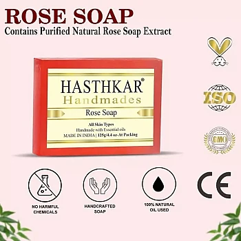 Hasthkar Handmades Rose Soap (125g, Pack of 6)