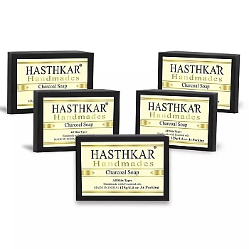 Hasthkar Handmades Charcoal Soap (125g, Pack of 5)
