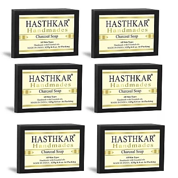 Hasthkar Handmades Charcoal Soap (125g, Pack of 6)