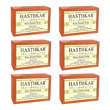 Hasthkar Handmades Rose Sandal Soap (125g, Pack of 6)