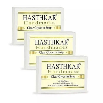 Hasthkar Handmades Clear Glycerin Soap (125g, Pack of 3)