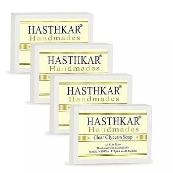 Hasthkar Handmades Clear Glycerin Soap (125g, Pack of 4)
