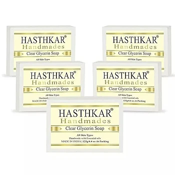 Hasthkar Handmades Clear Glycerin Soap (125g, Pack of 5)