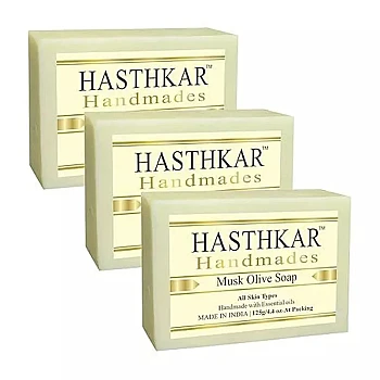 Hasthkar Handmades Musk Olive Soap (125g, Pack of 3)