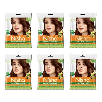 Nisha Creme Hair Color 4.0 Natural Brown (40g, Pack of 6)